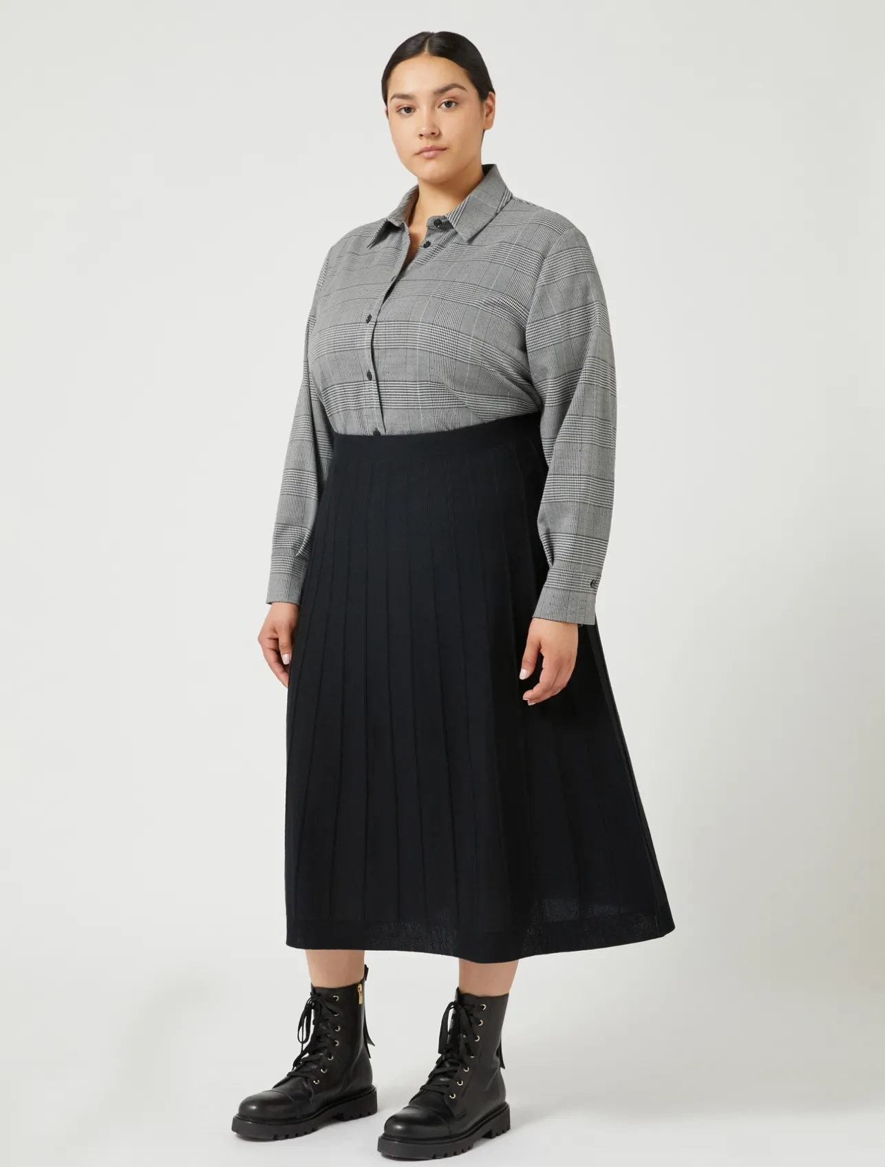 Sale Marina Rinaldi Merino wool blend skirt BLACK