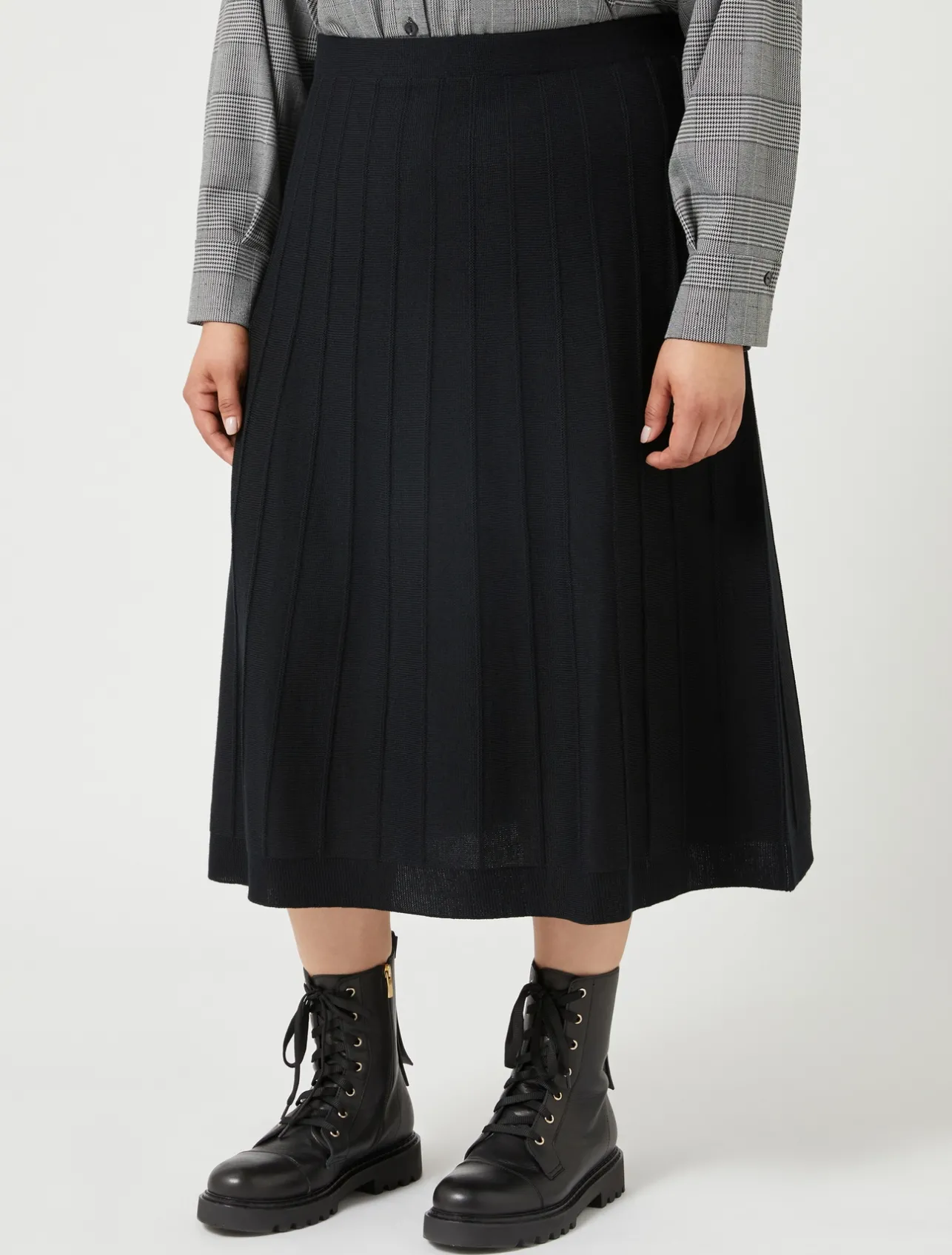 Sale Marina Rinaldi Merino wool blend skirt BLACK