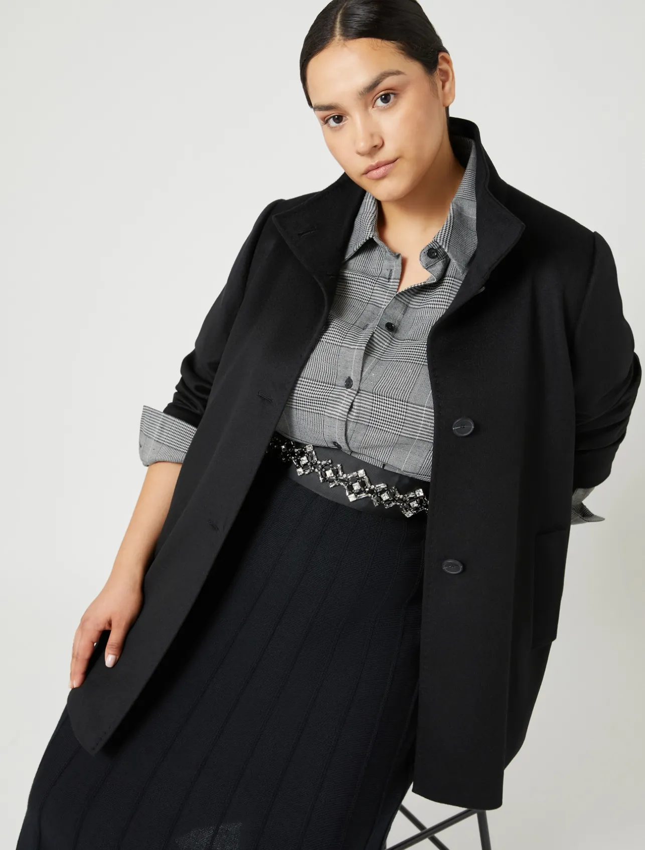 Sale Marina Rinaldi Merino wool blend skirt BLACK