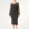 Online Marina Rinaldi Mesh skirt with rhinestones BLACK