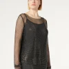 New Marina Rinaldi Mesh top with rhinestones BLACK