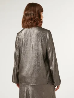 Online Marina Rinaldi Metallic chiffon blouse BRONZE