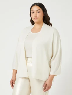 Fashion Marina Rinaldi Metallic wool cardigan IVORY