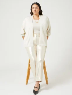 Fashion Marina Rinaldi Metallic wool cardigan IVORY