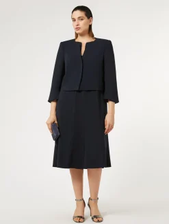 Discount Marina Rinaldi Midi dress in triacetate crepe MIDNIGHTBLUE