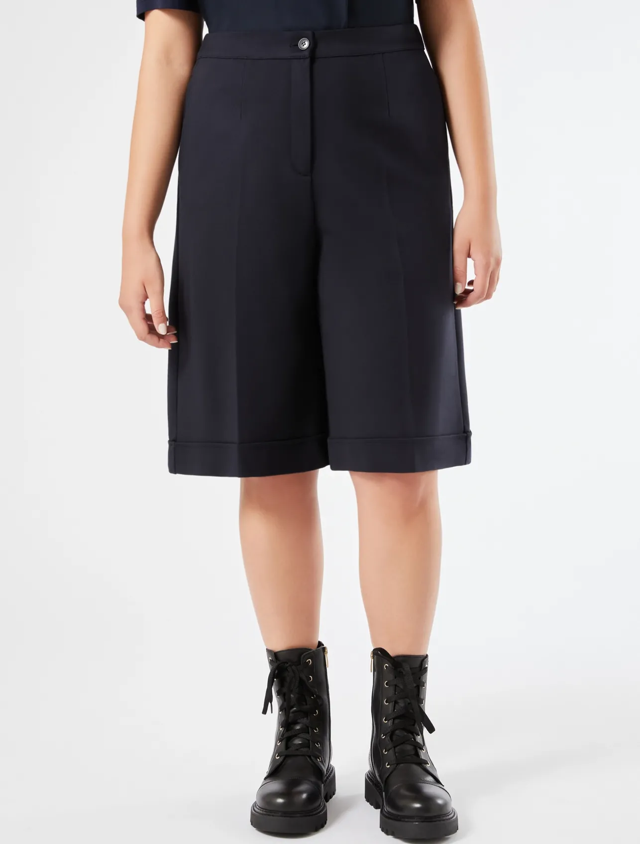 Sale Marina Rinaldi Milano-knit jersey Bermuda shorts ULTRAMARINE