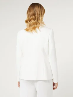 Discount Marina Rinaldi Milano-knit jersey blazer WHITE