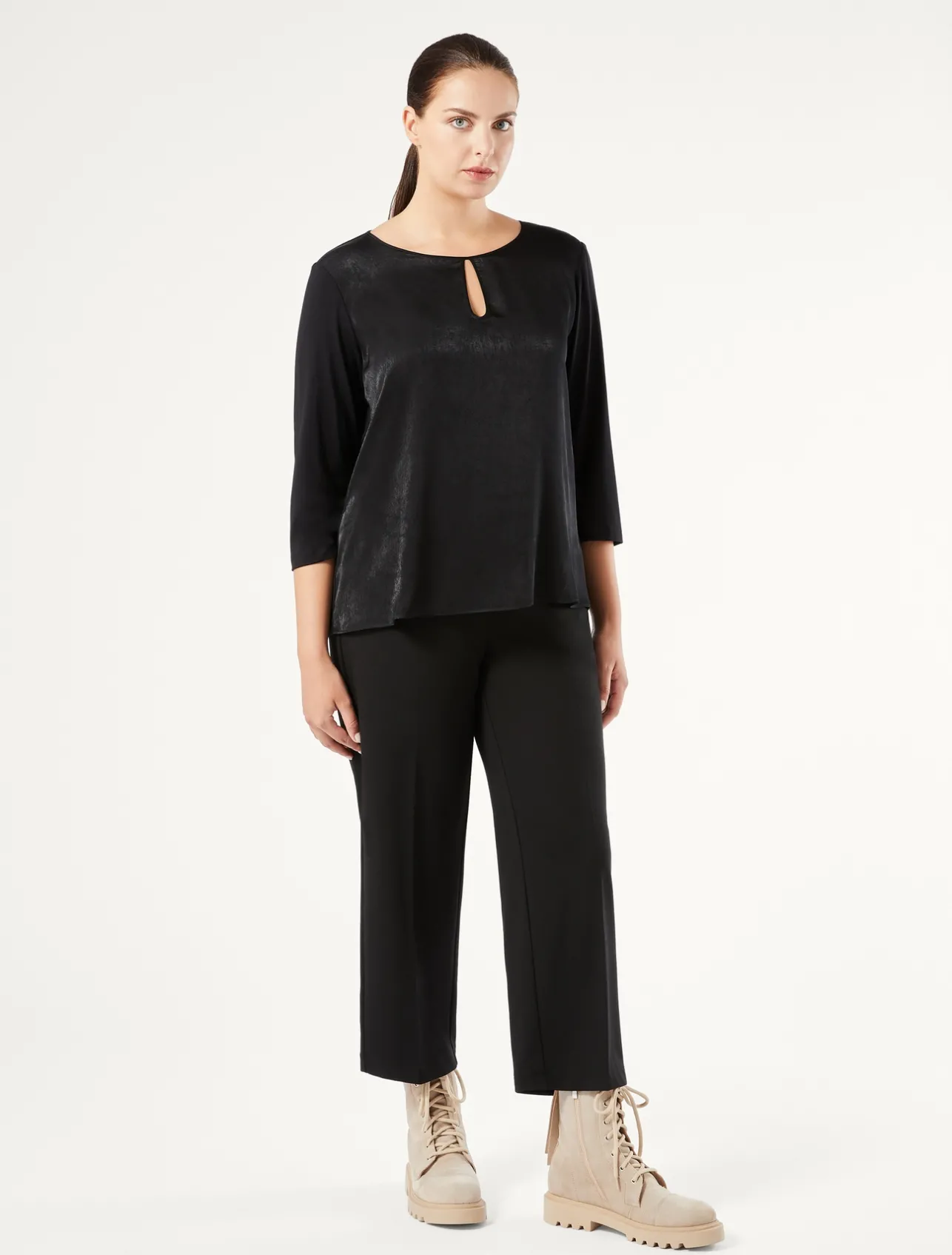 Clearance Marina Rinaldi Milano-knit jersey trousers BLACK