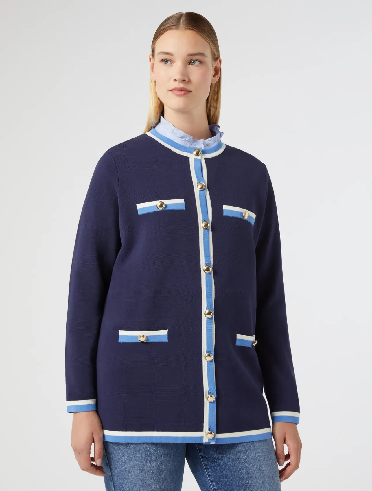 Online Marina Rinaldi Modal cotton cardigan NAVY