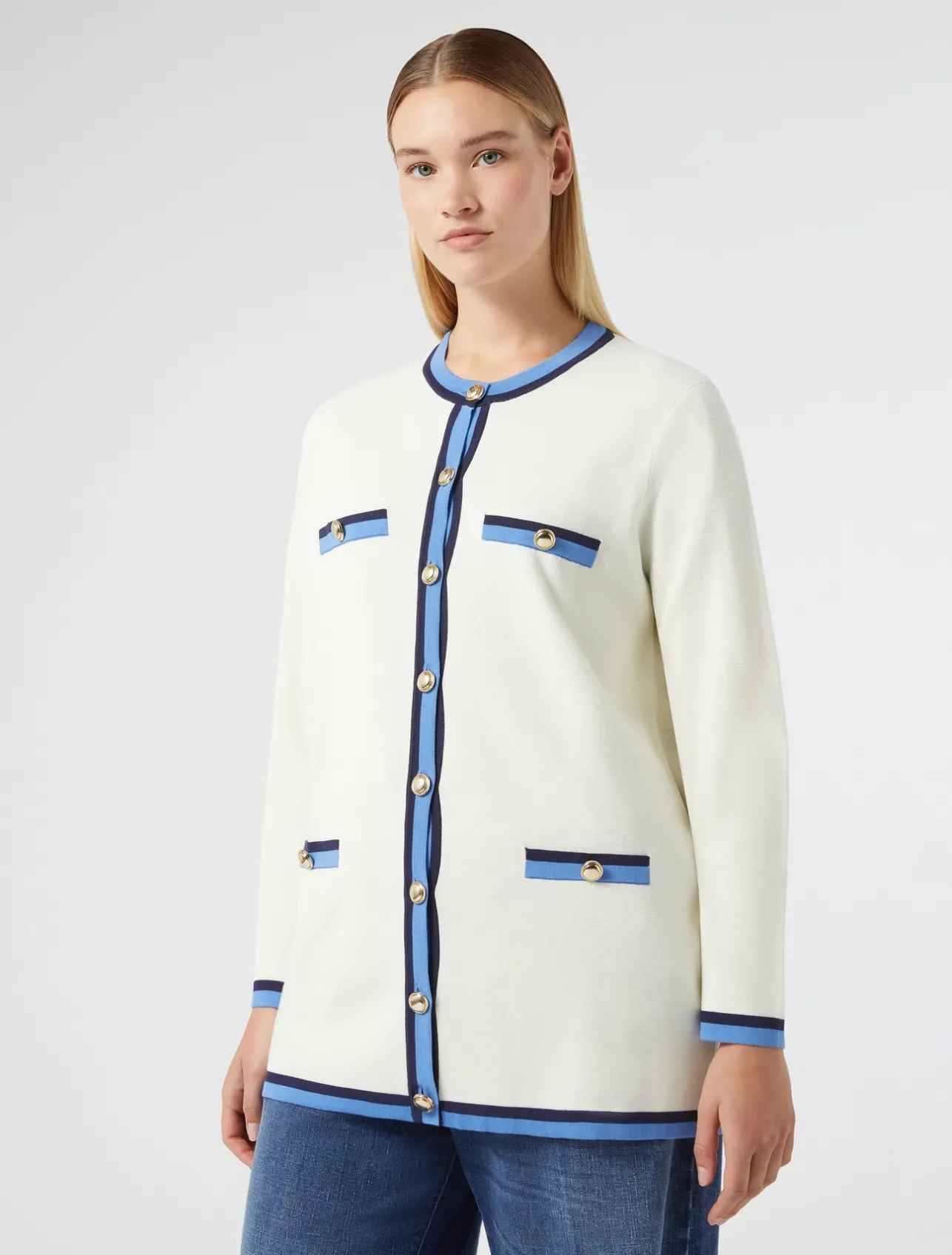 Outlet Marina Rinaldi Modal cotton cardigan IVORY
