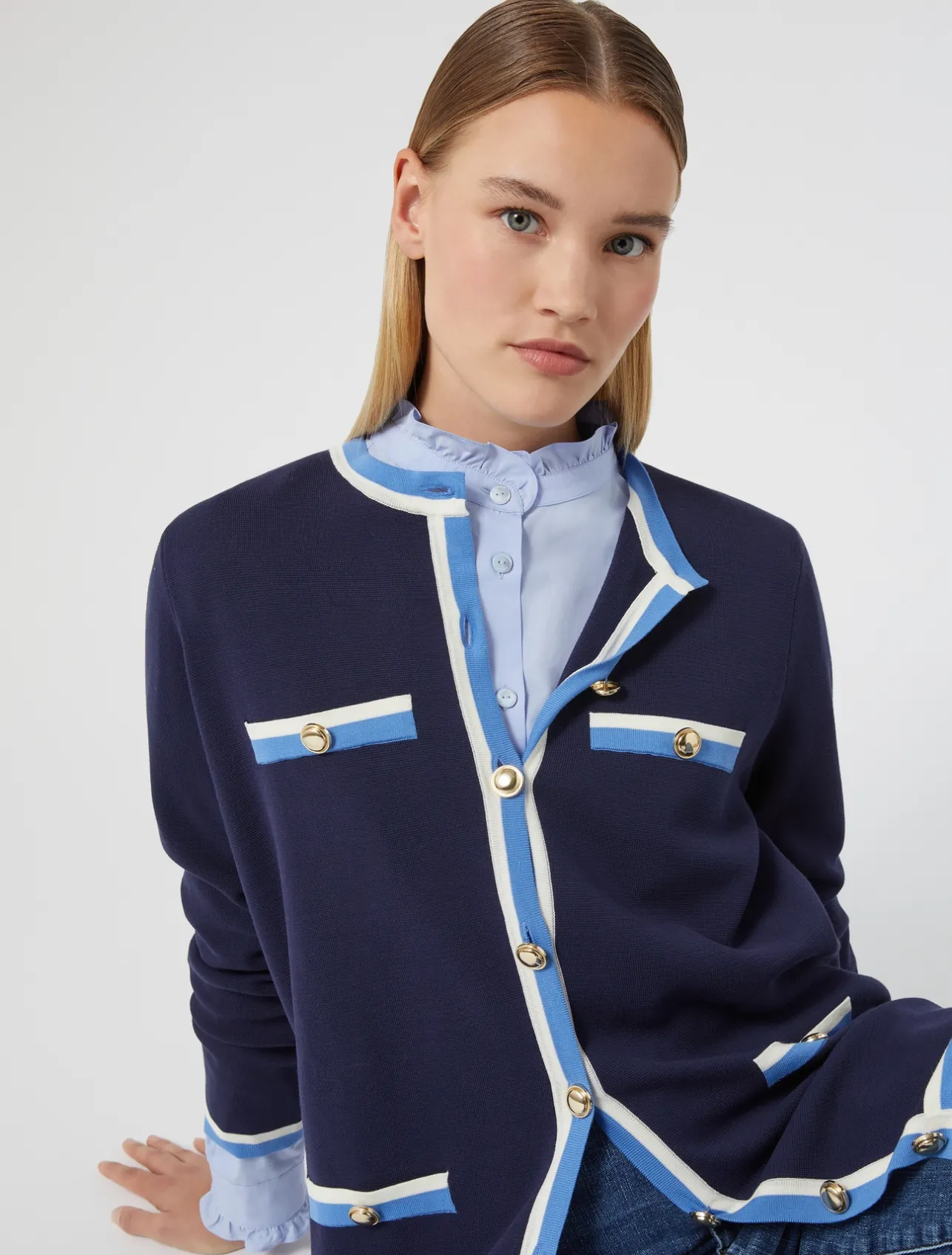 Online Marina Rinaldi Modal cotton cardigan NAVY