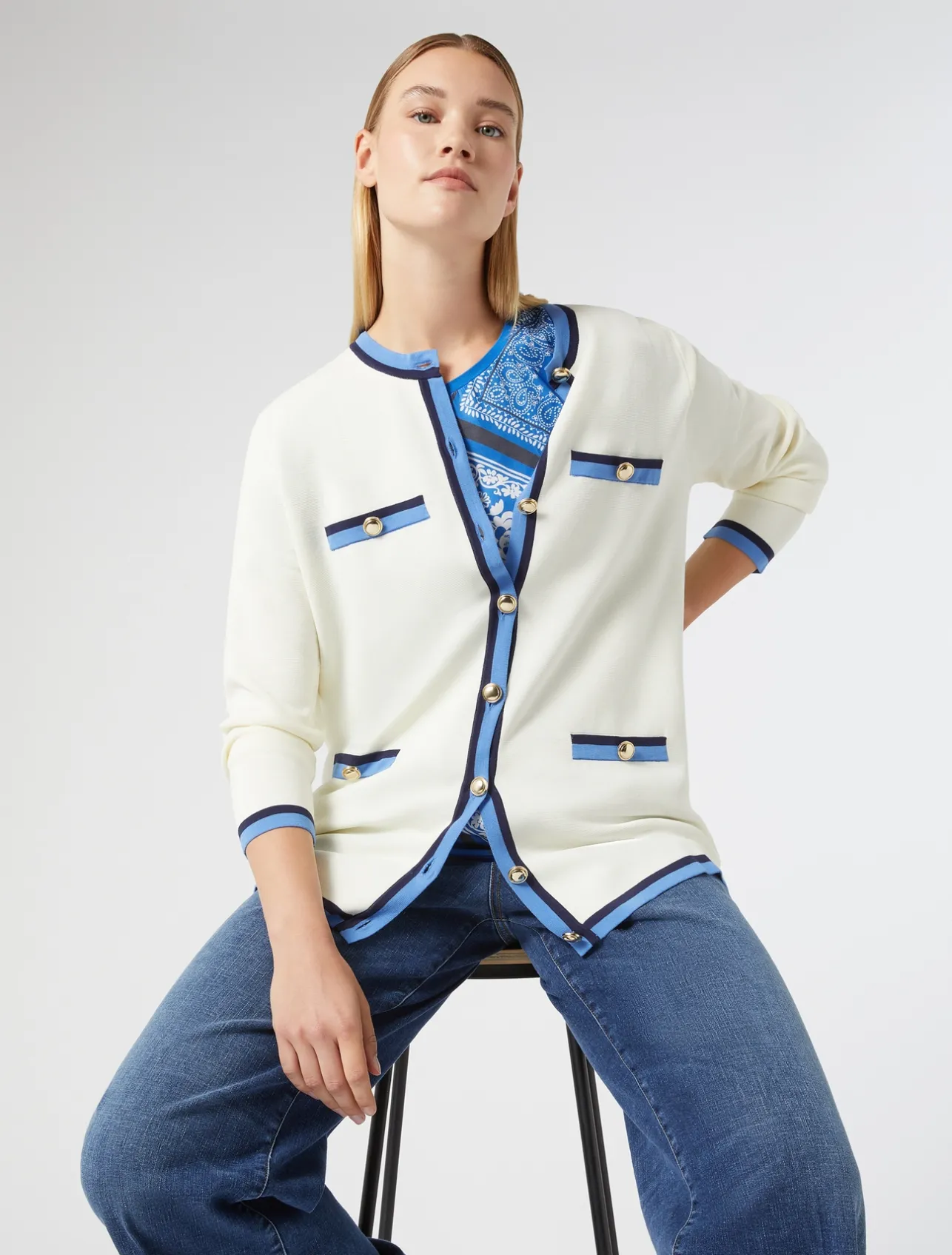 Outlet Marina Rinaldi Modal cotton cardigan IVORY