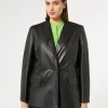 Hot Marina Rinaldi Nappa leather blazer jacket BLACK