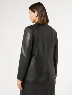 Hot Marina Rinaldi Nappa leather blazer jacket BLACK