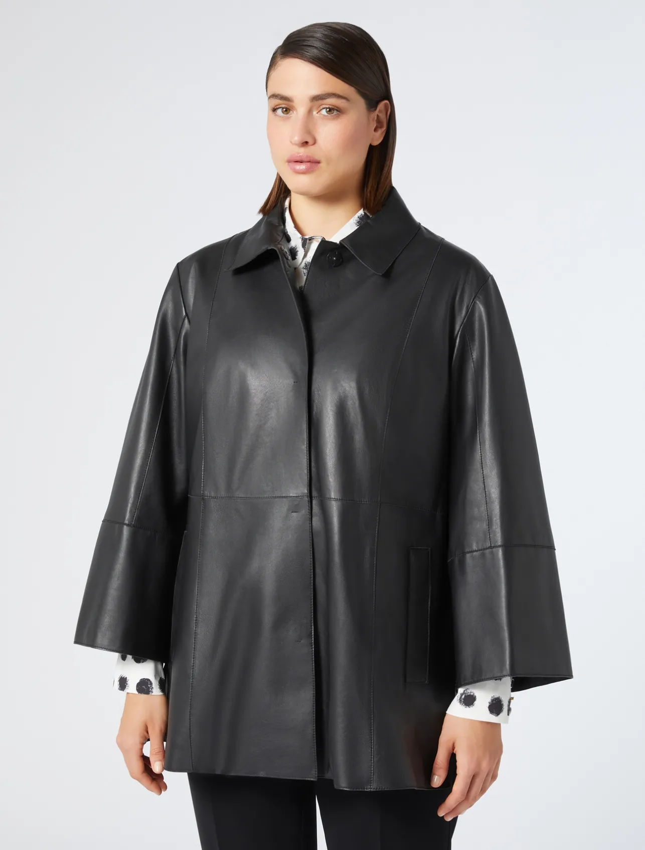 Outlet Marina Rinaldi Nappa leather jacket BLACK