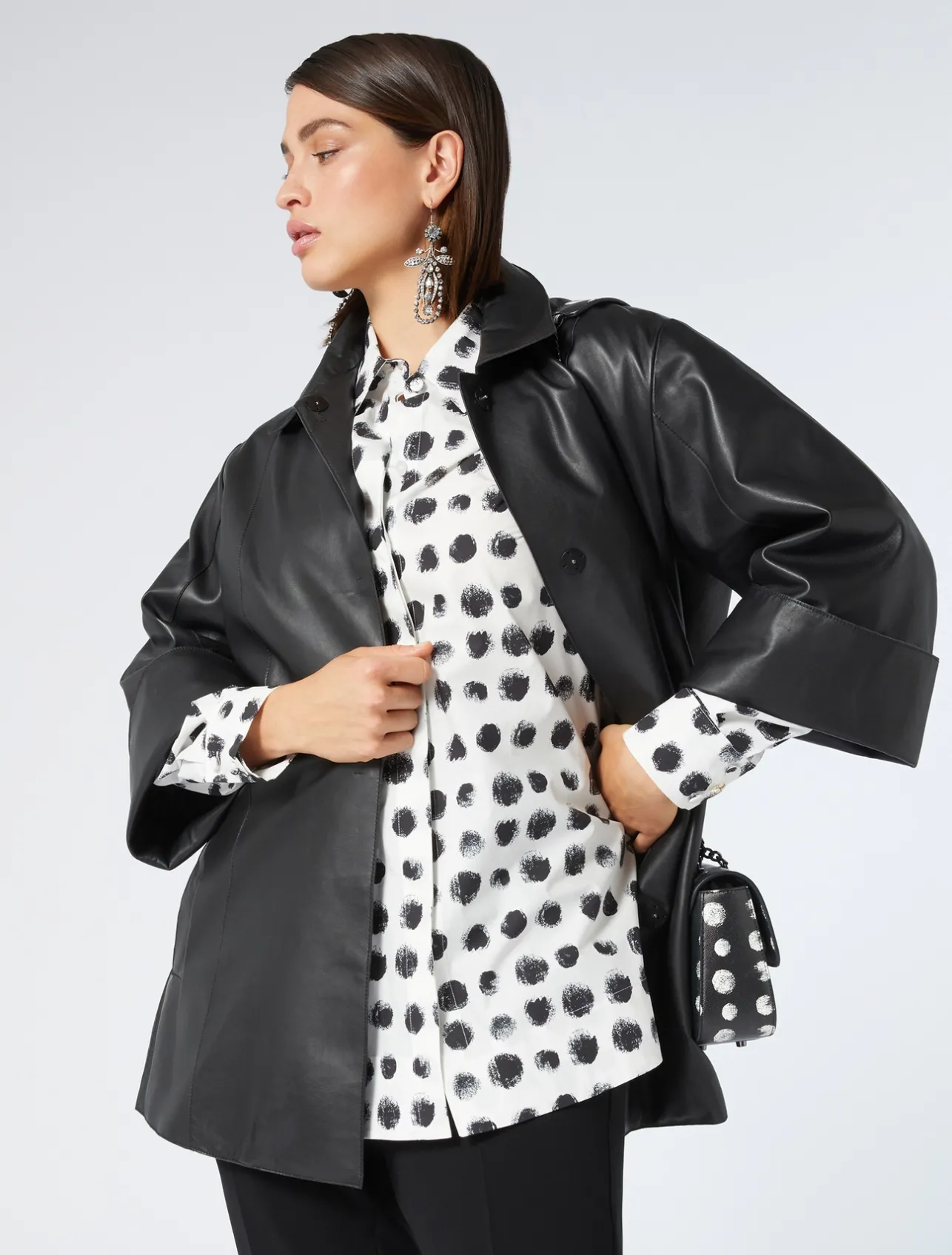 Outlet Marina Rinaldi Nappa leather jacket BLACK