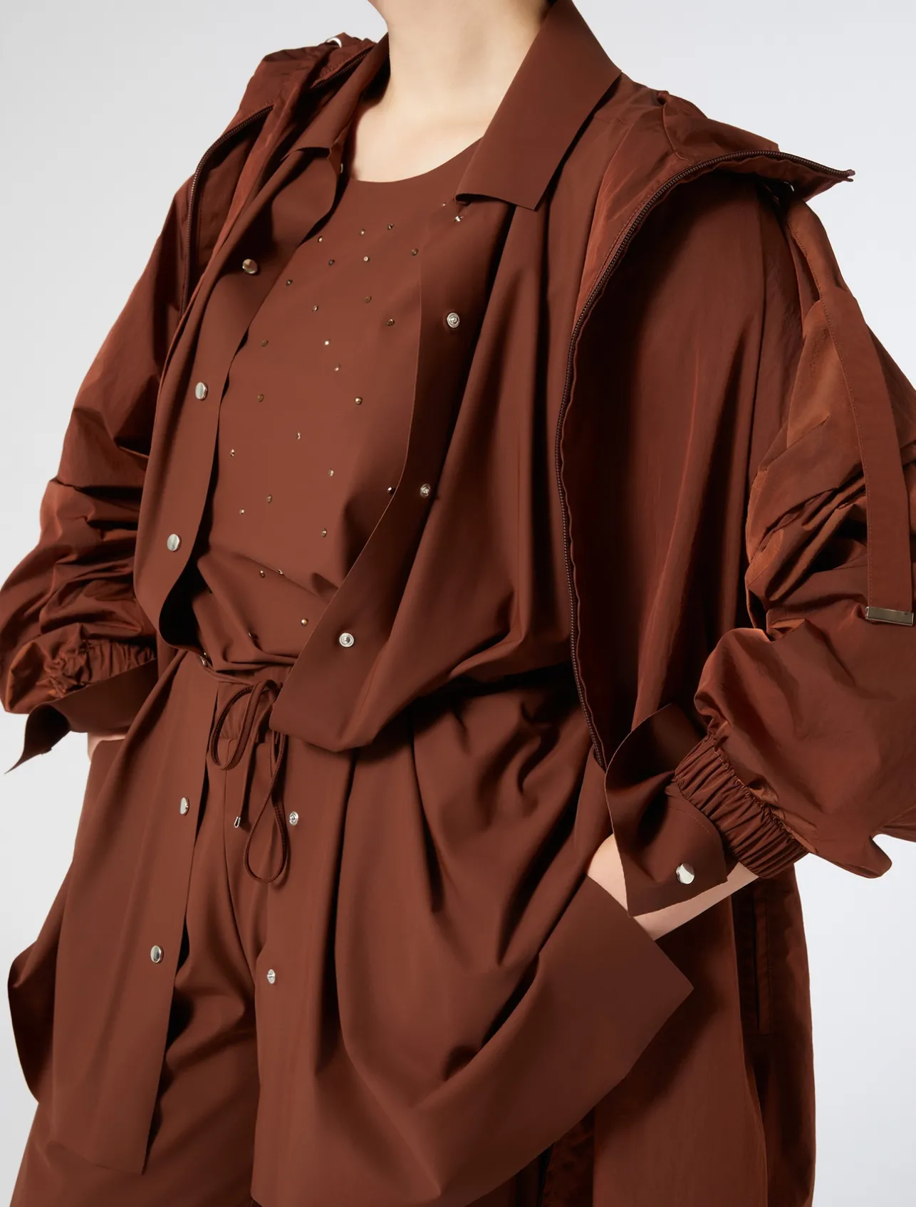 Discount Marina Rinaldi Nylon canvas parka COPPER