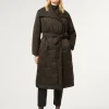Fashion Marina Rinaldi Padded jacket in embroidered satin DARKBOWN