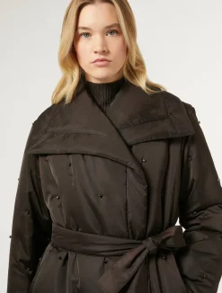 Fashion Marina Rinaldi Padded jacket in embroidered satin DARKBOWN