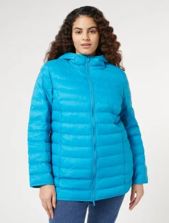 Sale Marina Rinaldi Padded jacket in water-repellent nylon canvas TURQUOISE