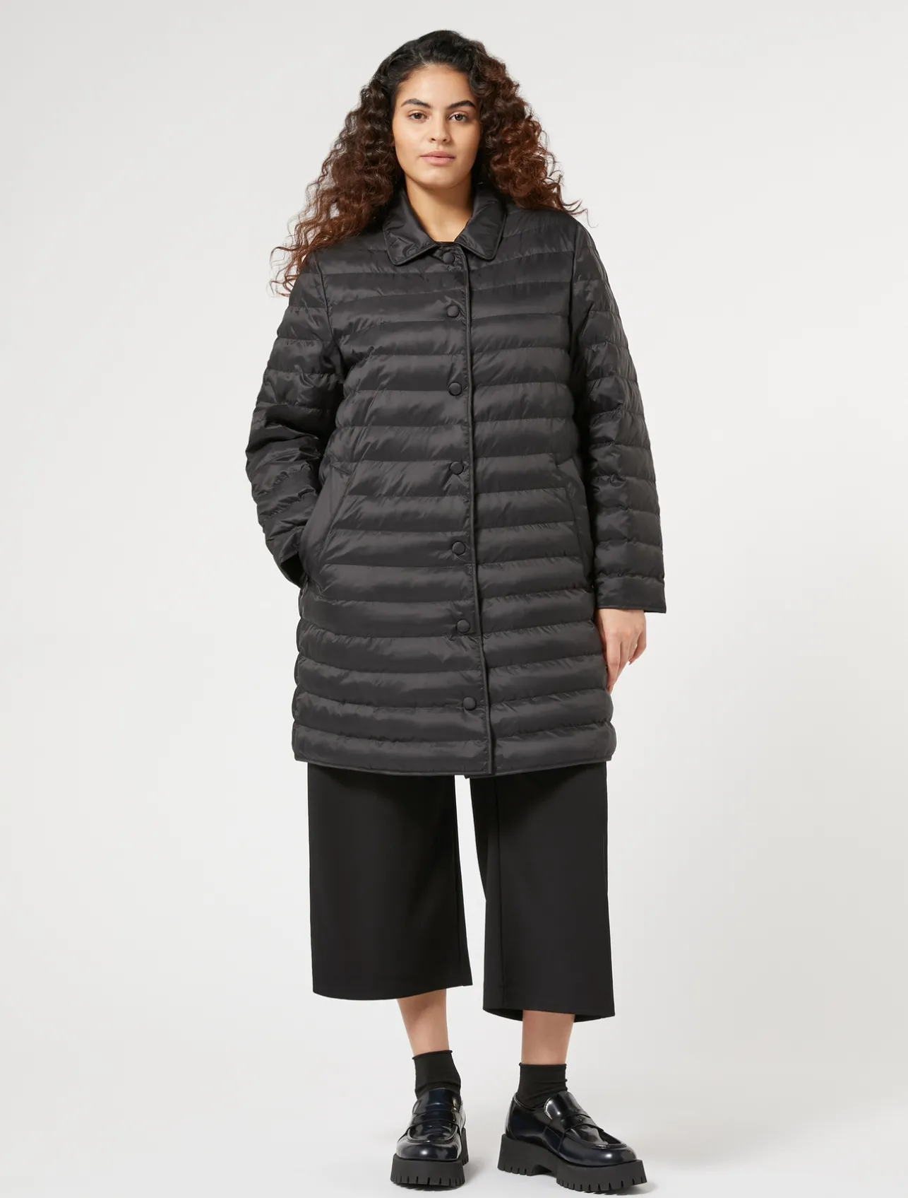 Fashion Marina Rinaldi Padded jacket in water-repellent nylon canvas BLACK