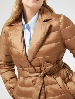 New Marina Rinaldi Padded jacket in water-repellent nylon canvas BISCUIT