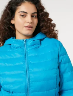 Sale Marina Rinaldi Padded jacket in water-repellent nylon canvas TURQUOISE