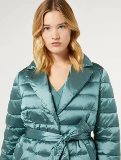 Outlet Marina Rinaldi Padded jacket in water-repellent nylon canvas SAGEGREEN