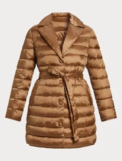 New Marina Rinaldi Padded jacket in water-repellent nylon canvas BISCUIT
