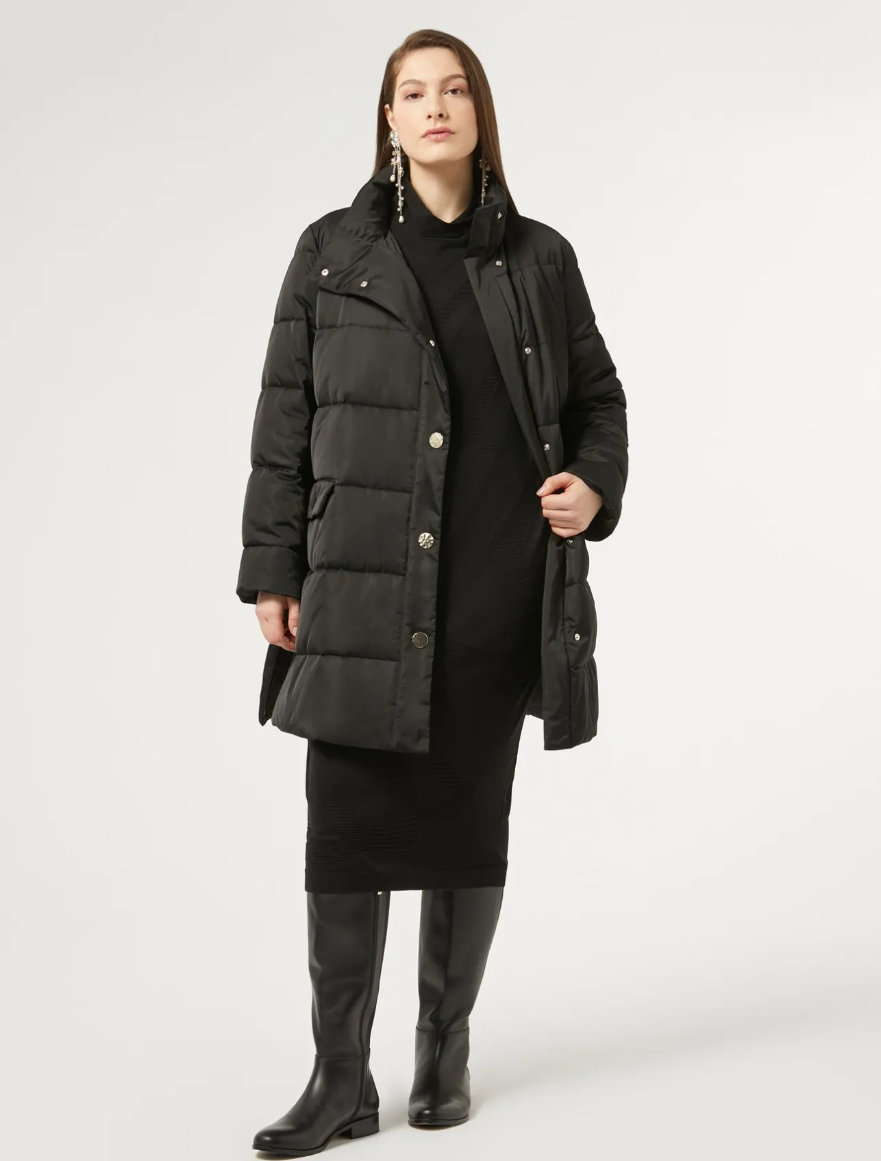 Discount Marina Rinaldi Padded jacket in water-repellent satin BLACK