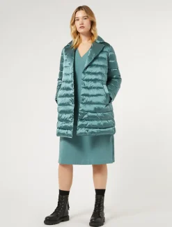Outlet Marina Rinaldi Padded jacket in water-repellent nylon canvas SAGEGREEN