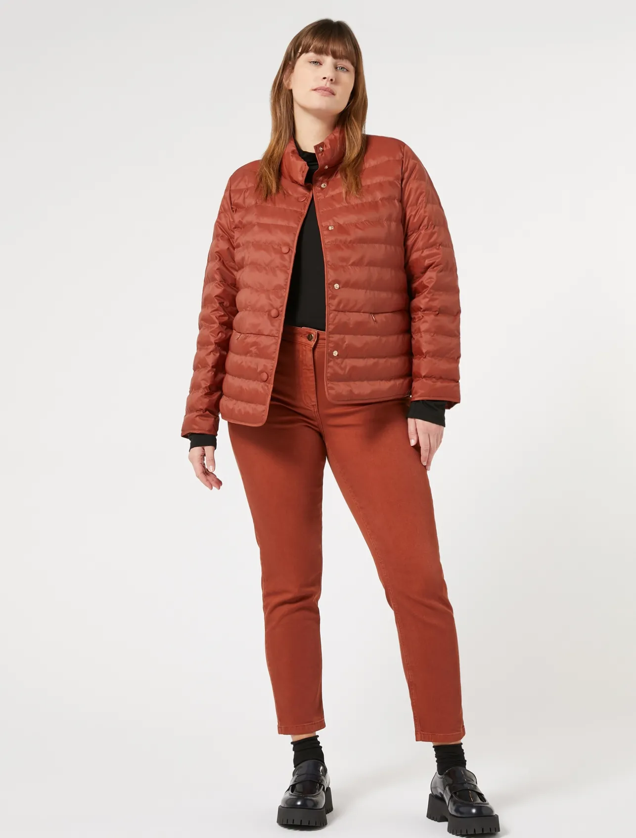 Hot Marina Rinaldi Padded jacket in water-repellent nylon canvas TERRACOTTA