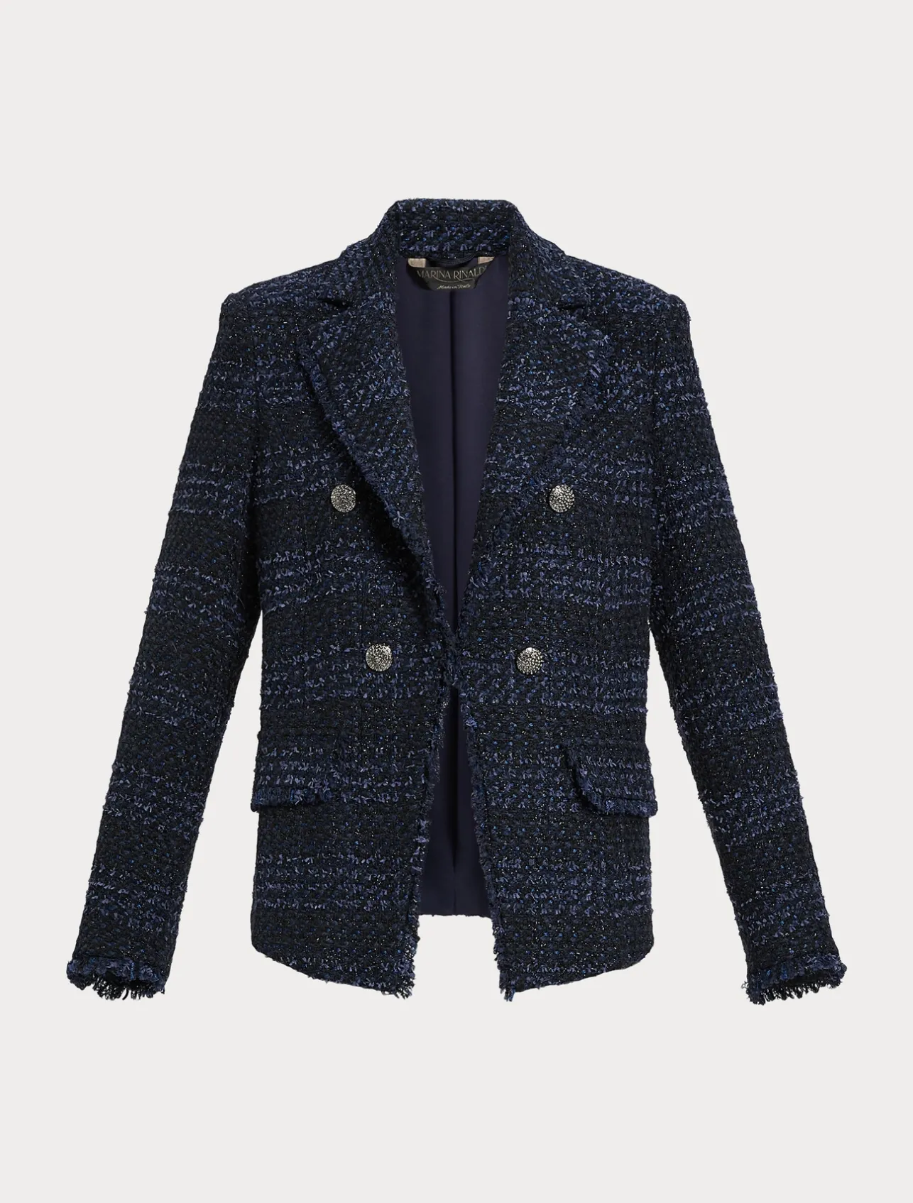 Online Marina Rinaldi Patterned yarn-dyed blazer MIDNIGHTBLUE