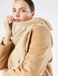 New Marina Rinaldi Pinstriped fabric stole CAMEL