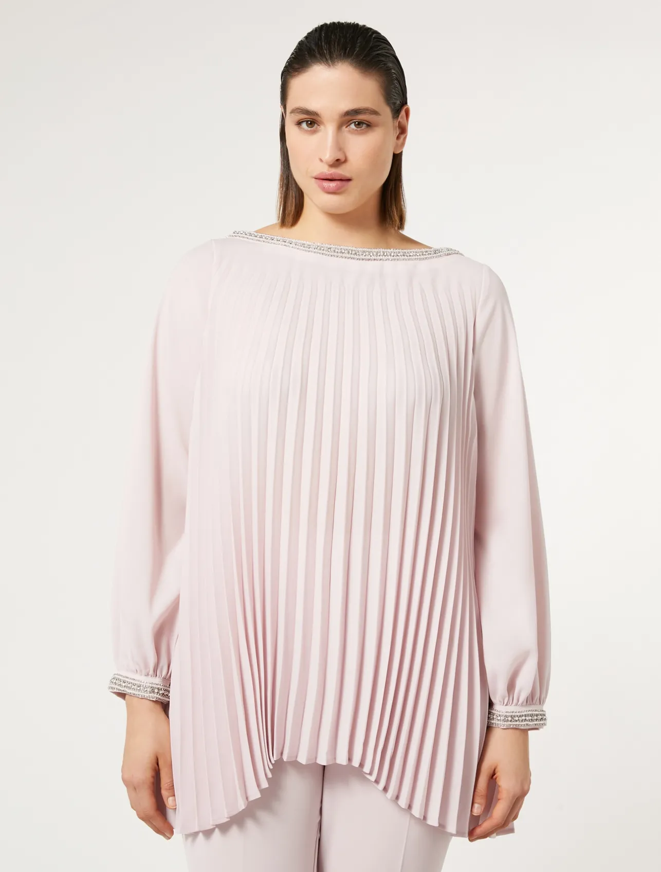 Outlet Marina Rinaldi Pleated crepe tunic PINK