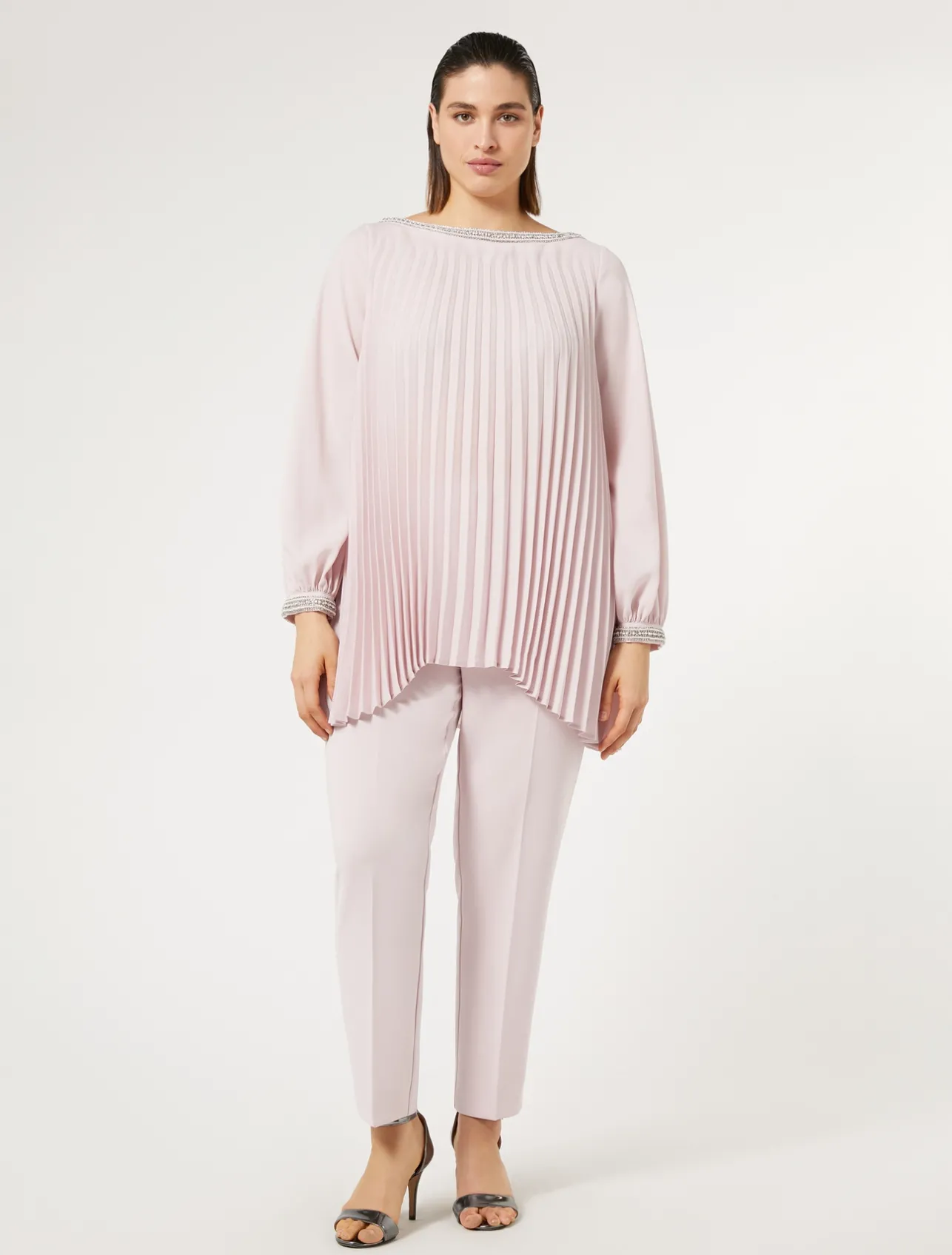 Outlet Marina Rinaldi Pleated crepe tunic PINK
