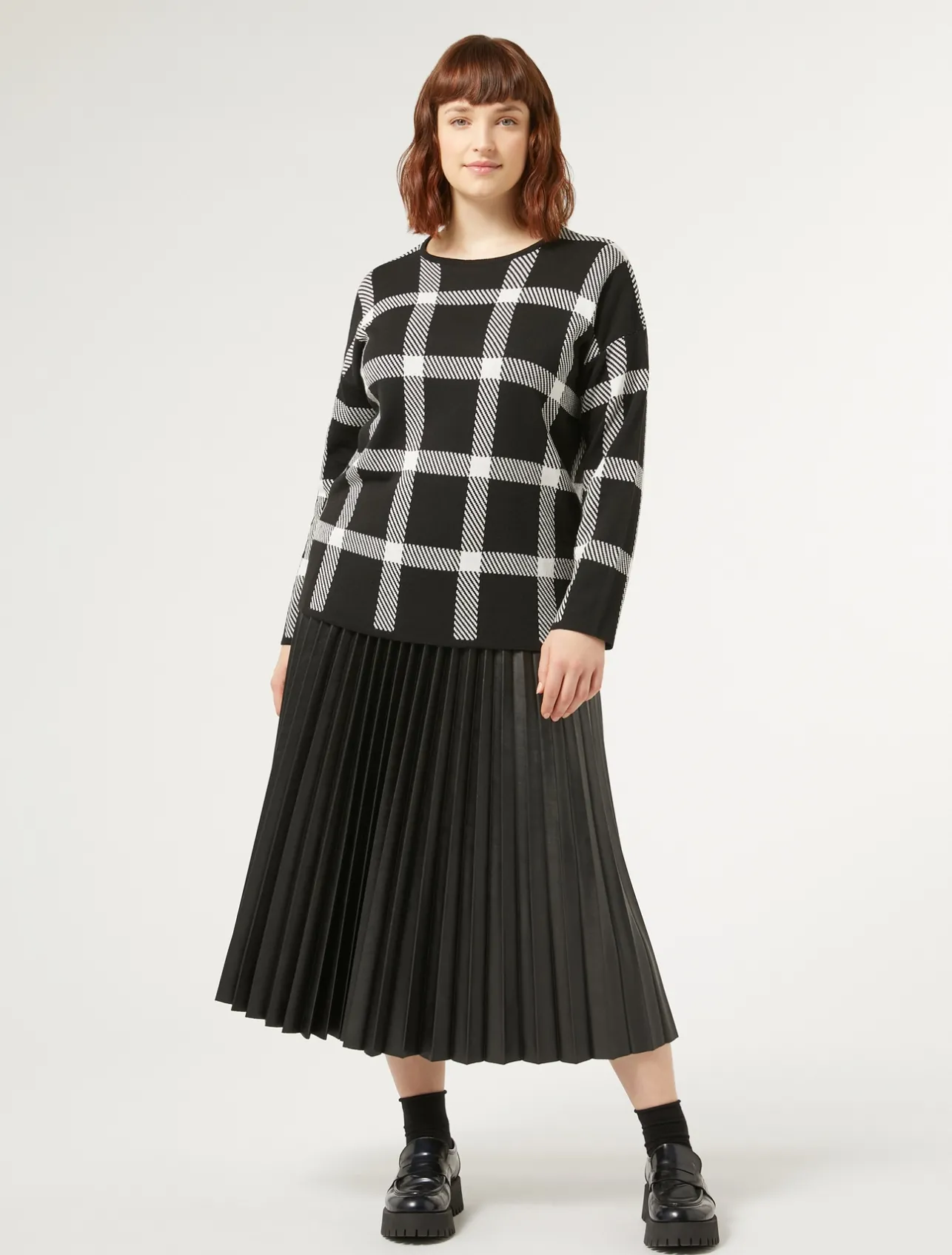 Online Marina Rinaldi Pleated fabric skirt BLACK