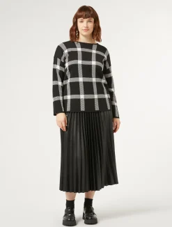 Online Marina Rinaldi Pleated fabric skirt BLACK