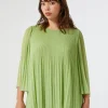 Sale Marina Rinaldi Pleated georgette blouse OLIVEGREEN