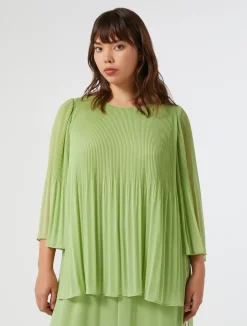 Sale Marina Rinaldi Pleated georgette blouse OLIVEGREEN