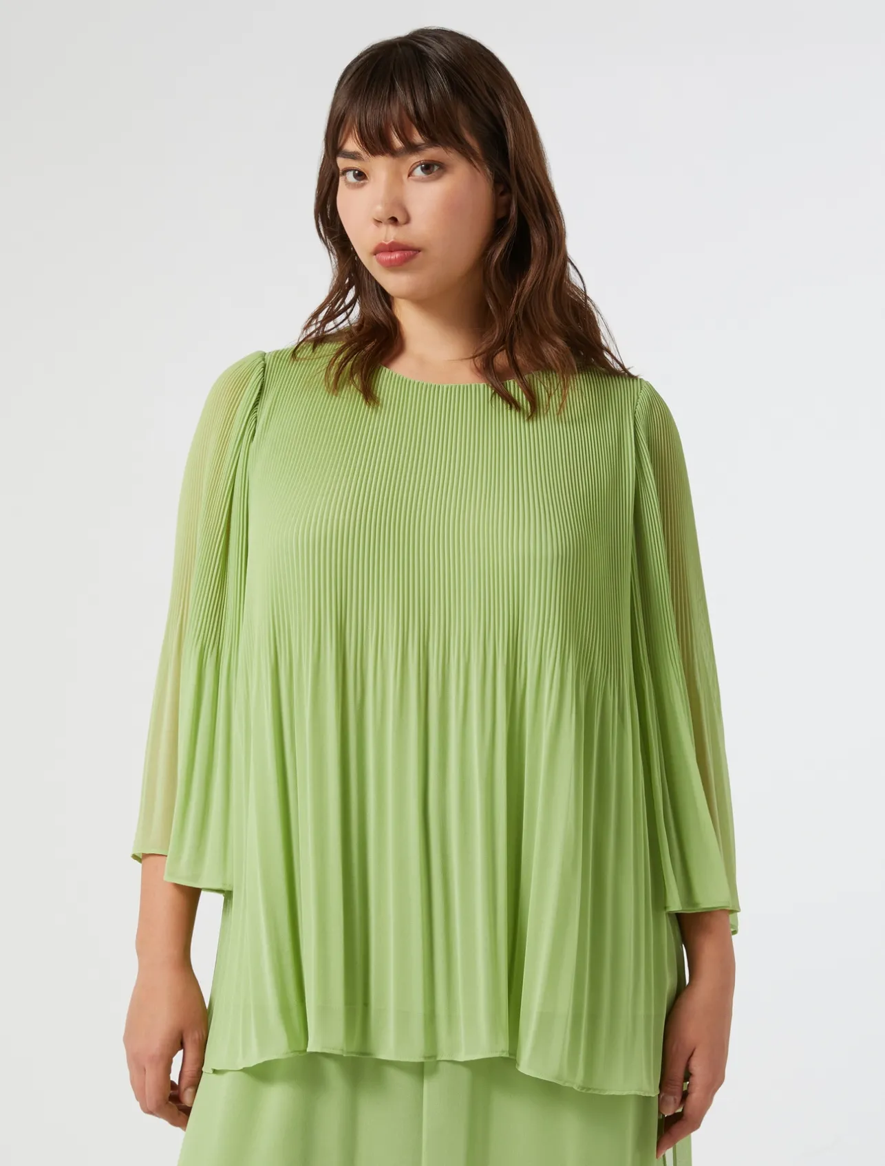 Sale Marina Rinaldi Pleated georgette blouse OLIVEGREEN
