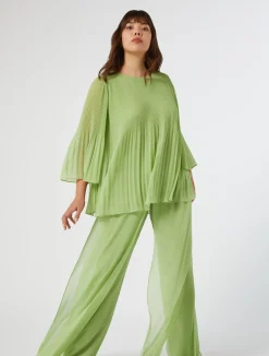 Sale Marina Rinaldi Pleated georgette blouse OLIVEGREEN