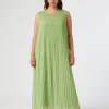 Hot Marina Rinaldi Pleated georgette dress OLIVEGREEN
