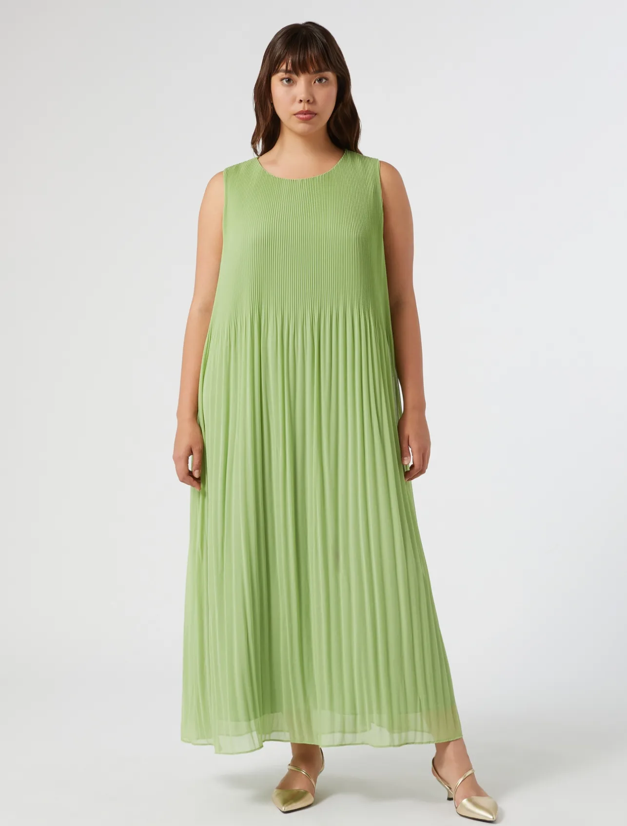 Hot Marina Rinaldi Pleated georgette dress OLIVEGREEN