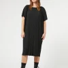Clearance Marina Rinaldi Pleated jersey dress BLACK