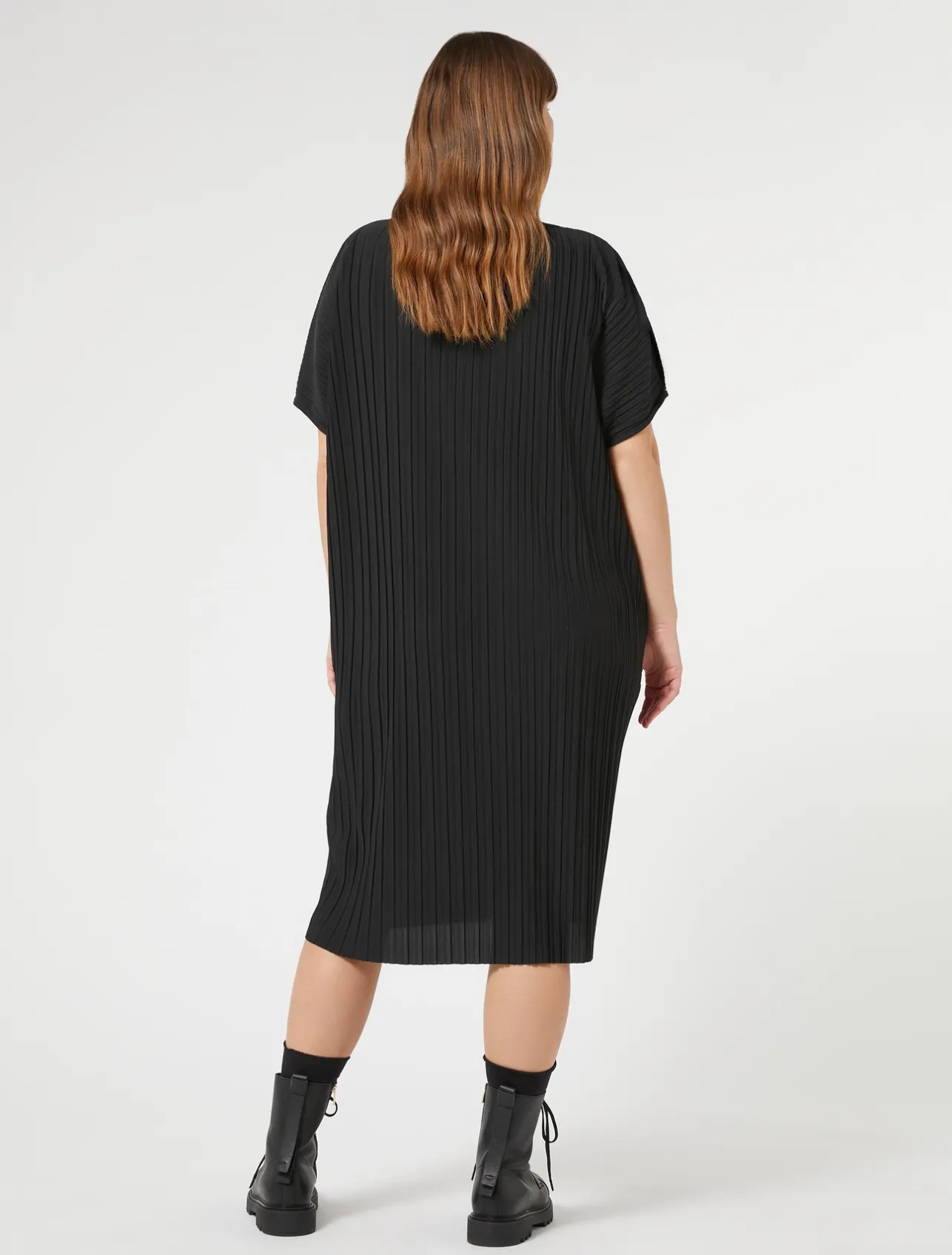 Clearance Marina Rinaldi Pleated jersey dress BLACK