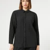 Outlet Marina Rinaldi Pleated jersey shirt BLACK