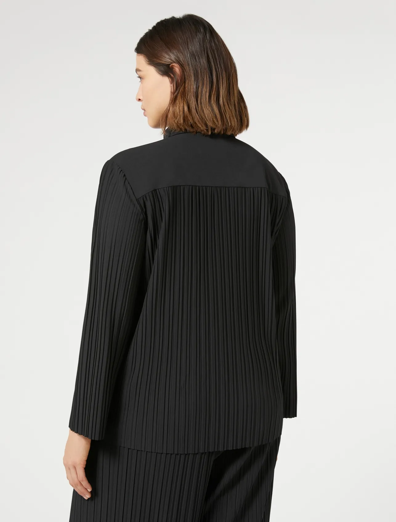 Outlet Marina Rinaldi Pleated jersey shirt BLACK
