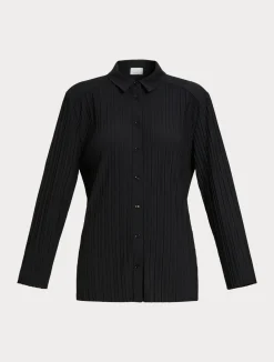 Outlet Marina Rinaldi Pleated jersey shirt BLACK