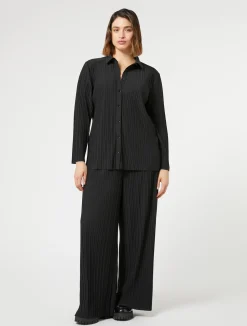 Outlet Marina Rinaldi Pleated jersey shirt BLACK
